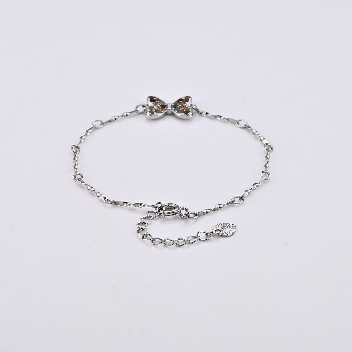 Multi-Tourmaline Bracelet in Silvertone (6-7in) 0.22 ctw image number 3