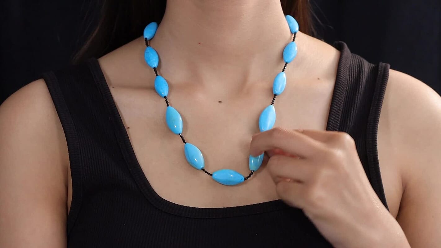 EverTrue Magnesite, Thai Black Spinel Beaded Necklace (20 Inches) in Platinum Bond 275.00 ctw