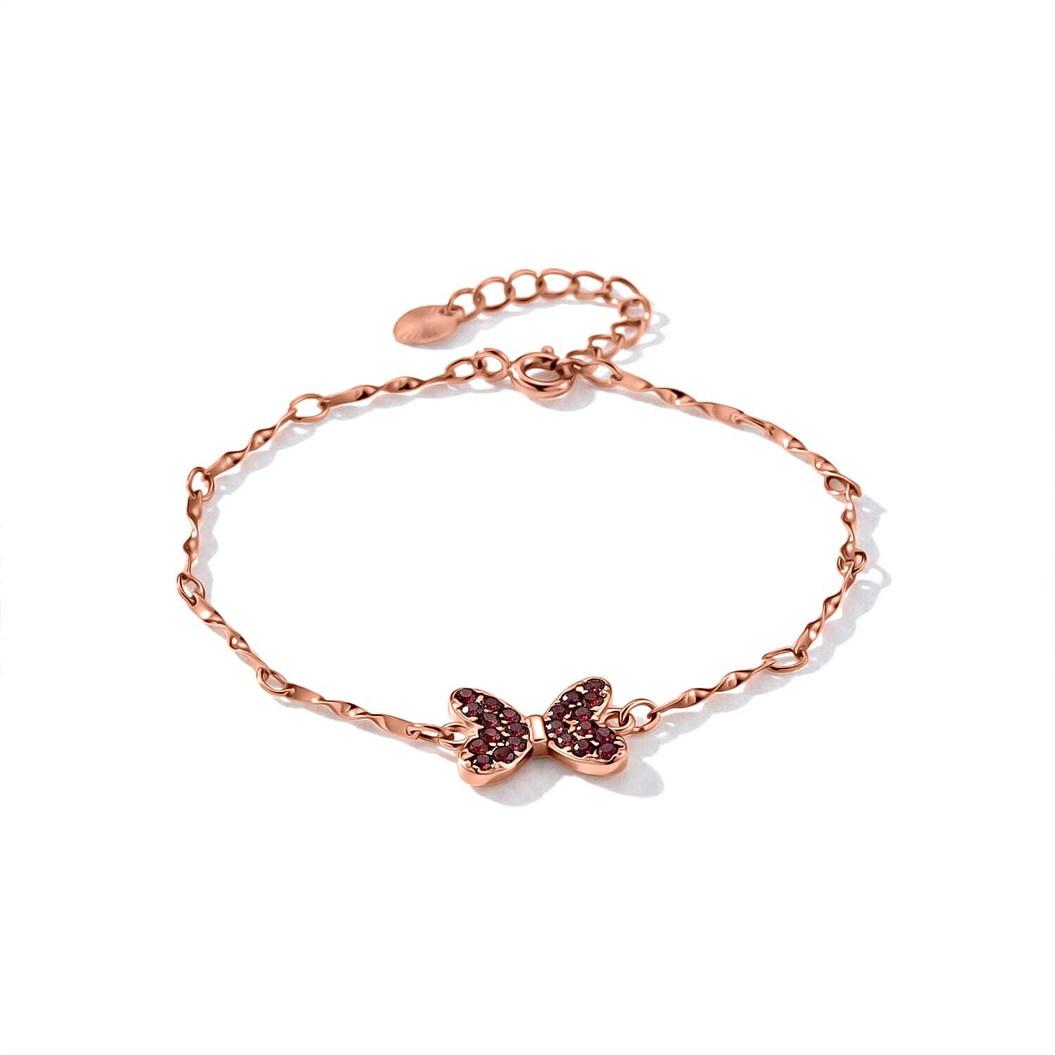Mozambique Garnet Bracelet in Rosetone (6-7In) 0.22 ctw