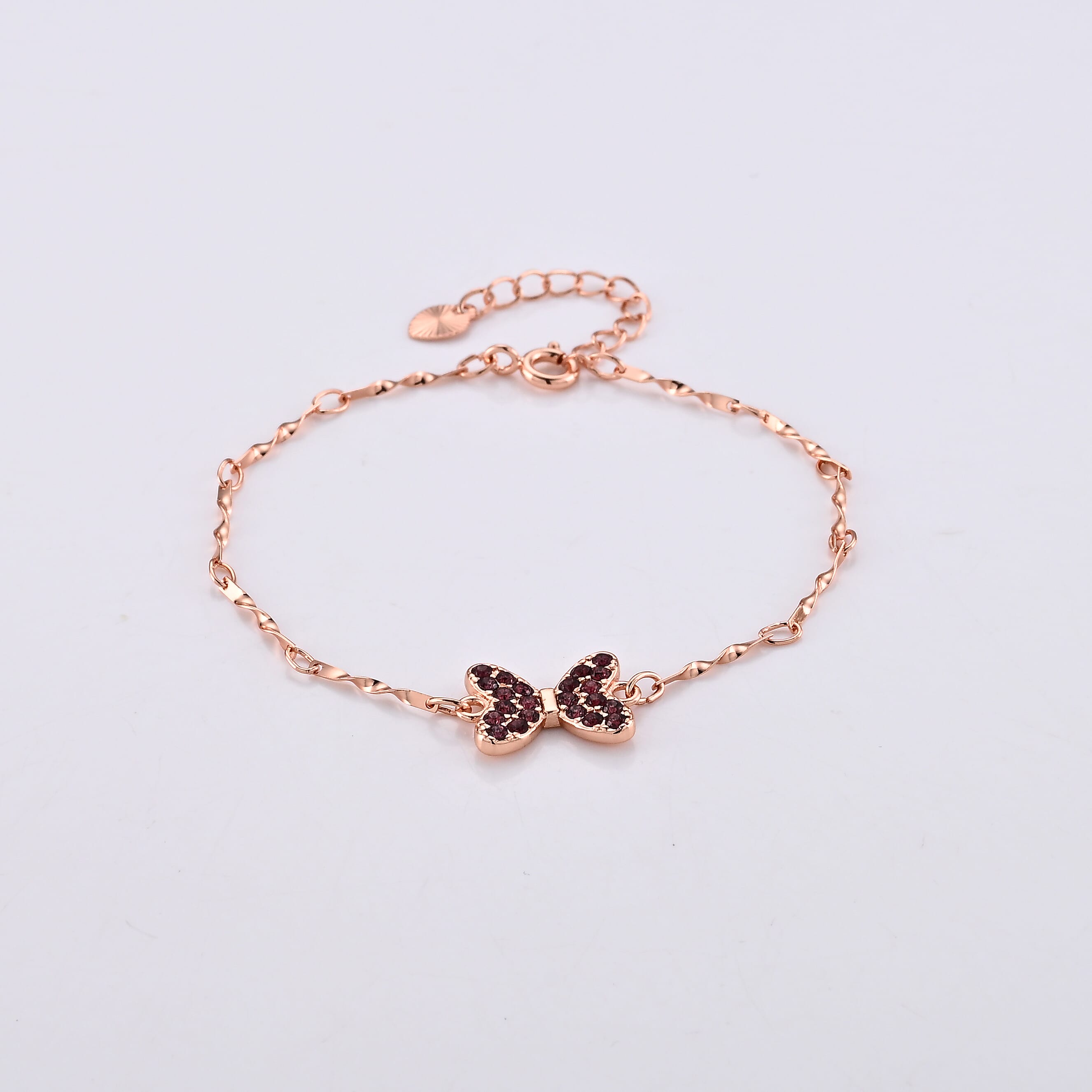 Mozambique Garnet Bracelet in Rosetone (6-7In) 0.22 ctw