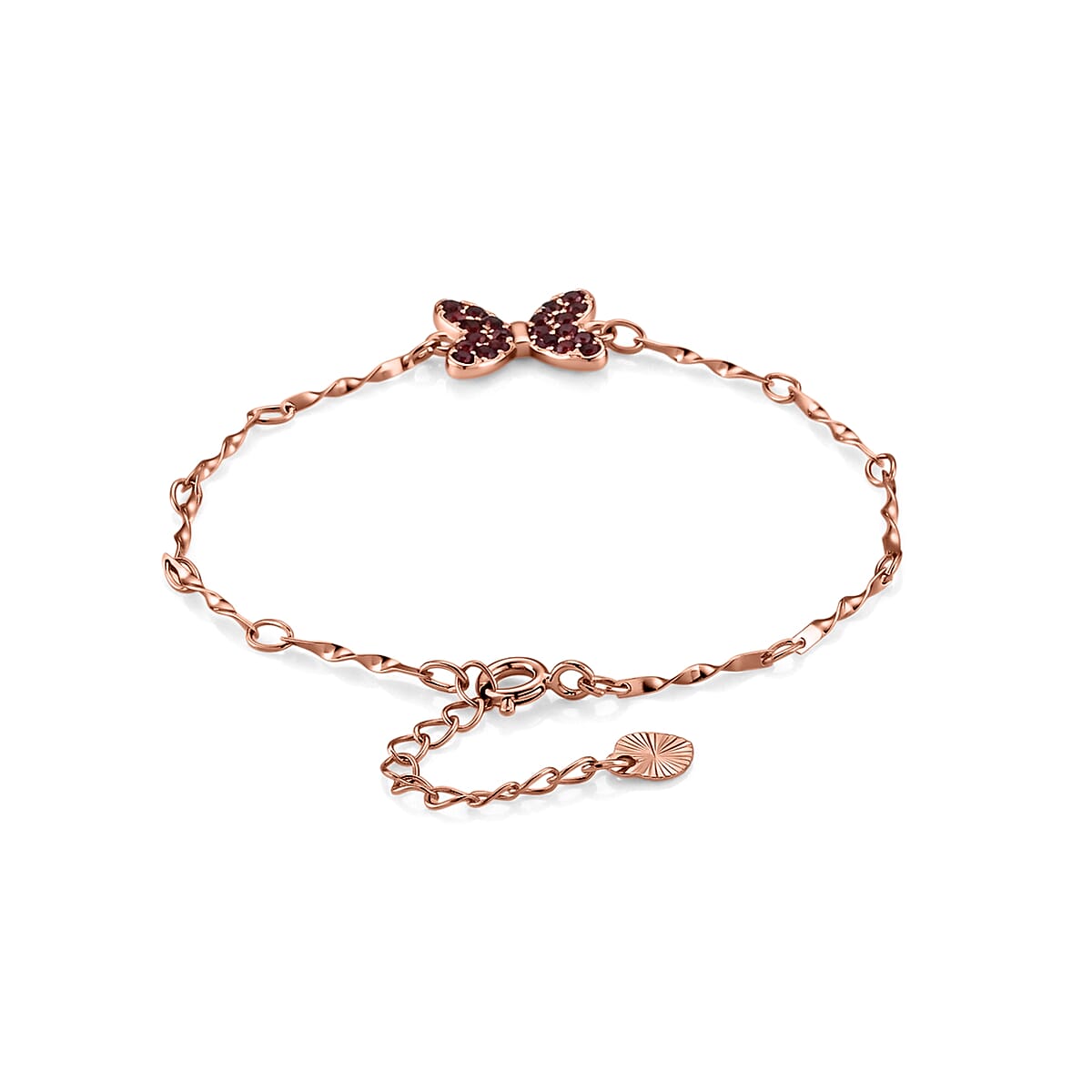 Mozambique Garnet Bracelet in Rosetone (6-7In) 0.22 ctw image number 3