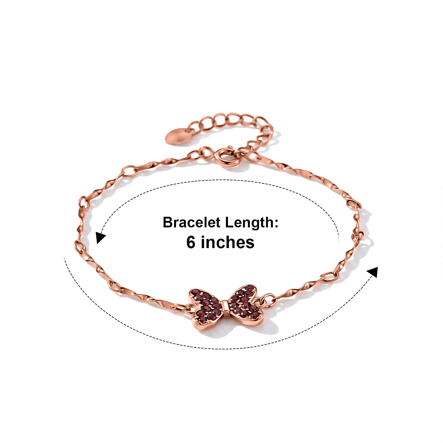 Mozambique Garnet Bracelet in Rosetone (6-7In) 0.22 ctw