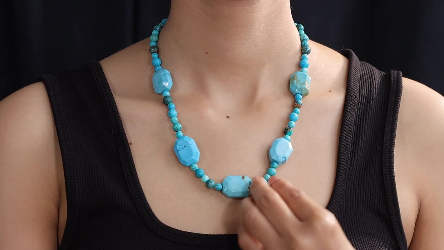 EverTrue Magnesite Beaded Necklace (20 Inches) in Platinum Bond 265.00 ctw