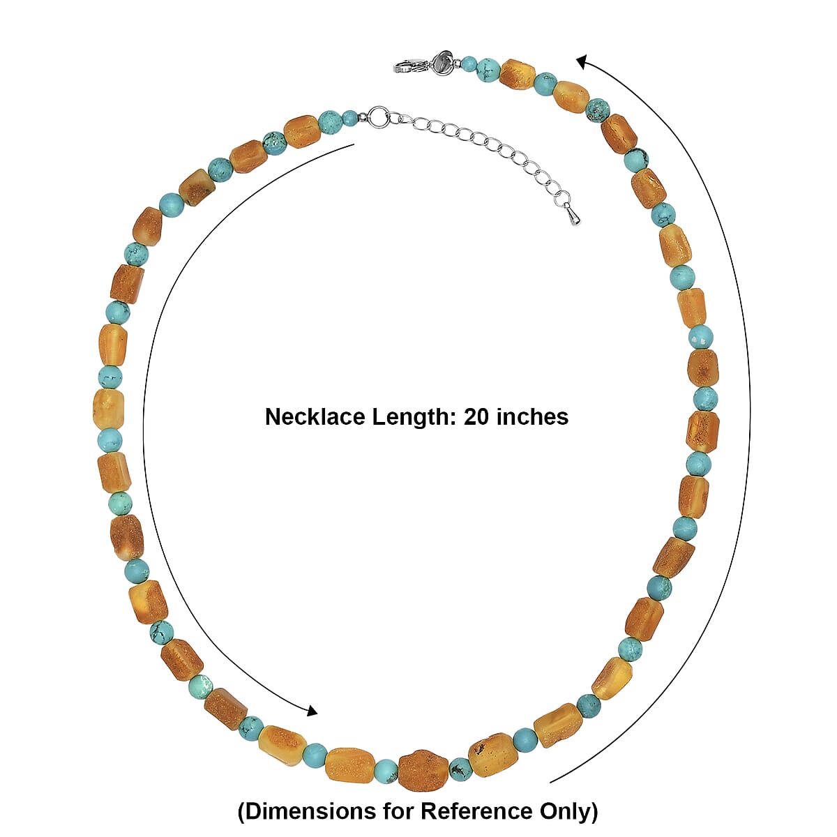 EverTrue Caramel Amber and Magnesite 140.00 ctw Beaded Necklace in Stainless Steel 20-22 Inches  image number 6