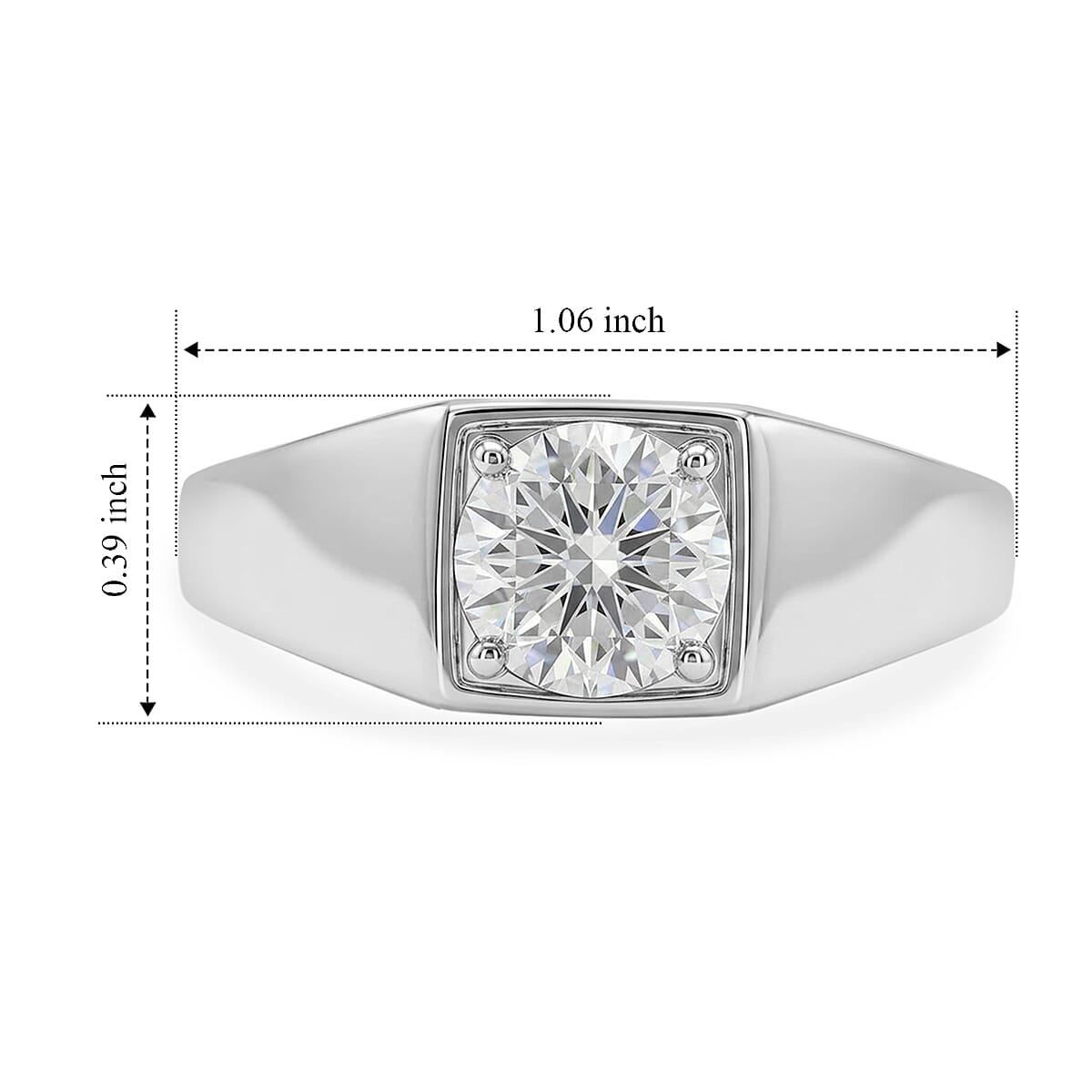 EverTrue Moissanite 1.75 ctw Men's Ring in Platinum Bond (Size 12.0) image number 3