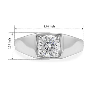 EverTrue Moissanite 1.75 ctw Men's Ring in Platinum Bond (Size 12.0)