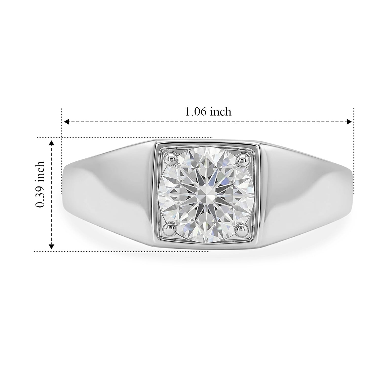 EverTrue Moissanite 1.75 ctw Men's Ring in Platinum Bond (Size 9.0)
