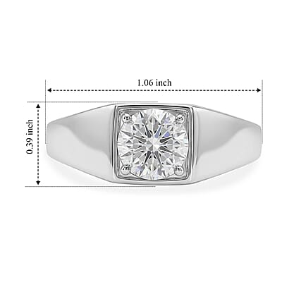 EverTrue Moissanite 1.75 ctw Men's Ring in Platinum Bond (Size 9.0)