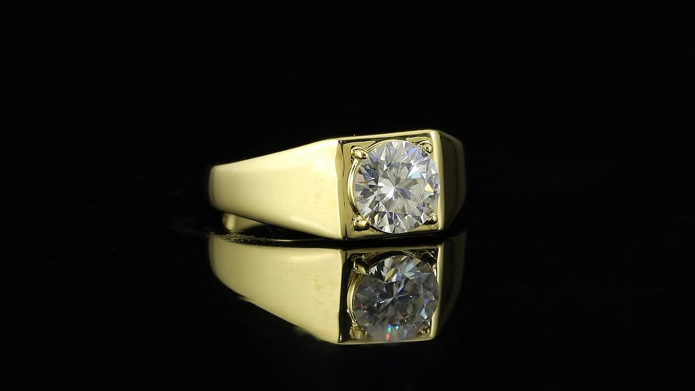 EverTrue Moissanite (Rnd 8mm) Men's Ring in Platinum Bond (Size 10.0) 1.75 ctw
