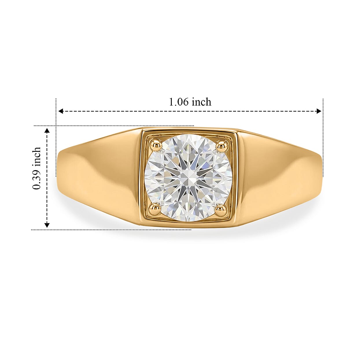 EverTrue Moissanite 1.75 ctw Men's Ring in 18K YG Plated (Size 12.0) image number 3