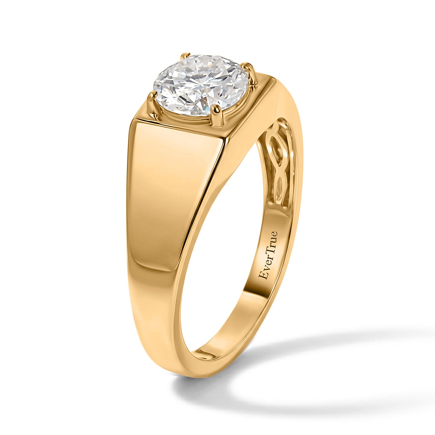 EverTrue Moissanite 1.75 ctw Men's Ring in 18K YG Plated (Size 9.0)
