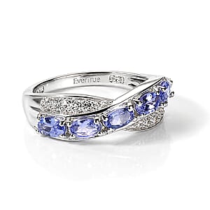EverTrue Tanzanite and White Zircon 1.35 ctw Ring in Platinum Bond (Size 7.0)