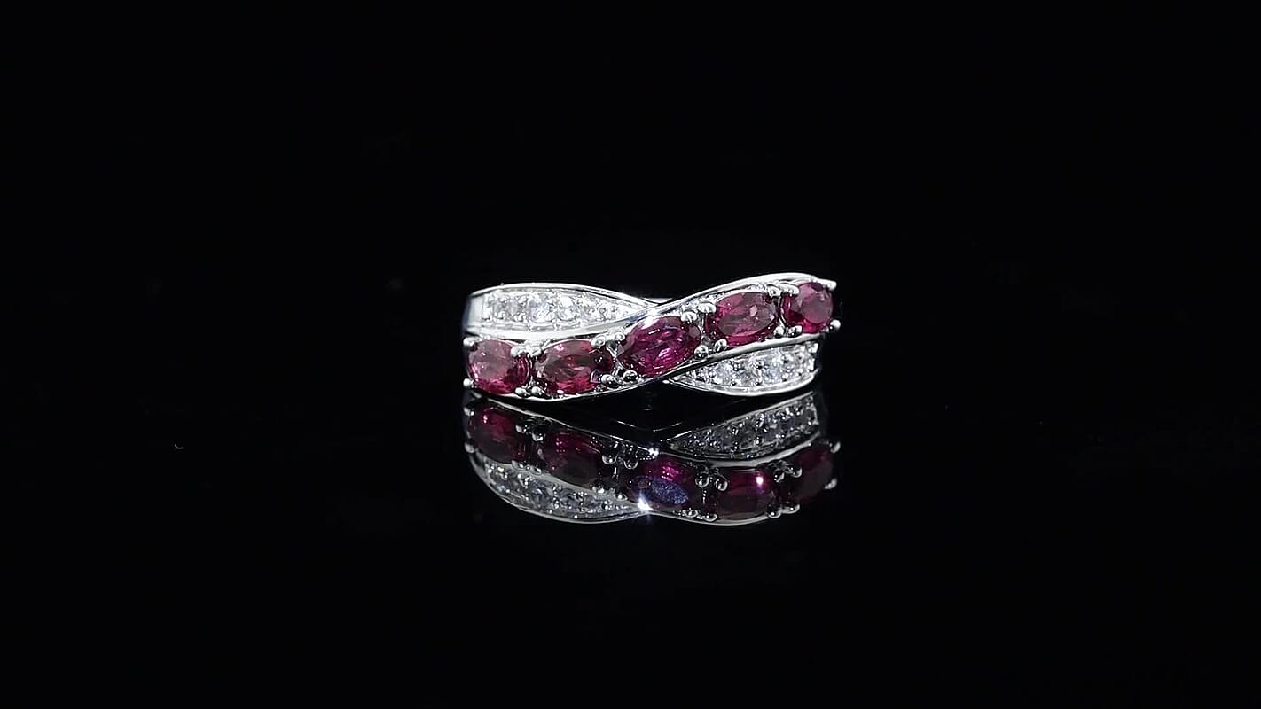 EverTrue Tanzanite, White Zircon Ring in Platinum Bond (Size 10.0) 1.35 ctw