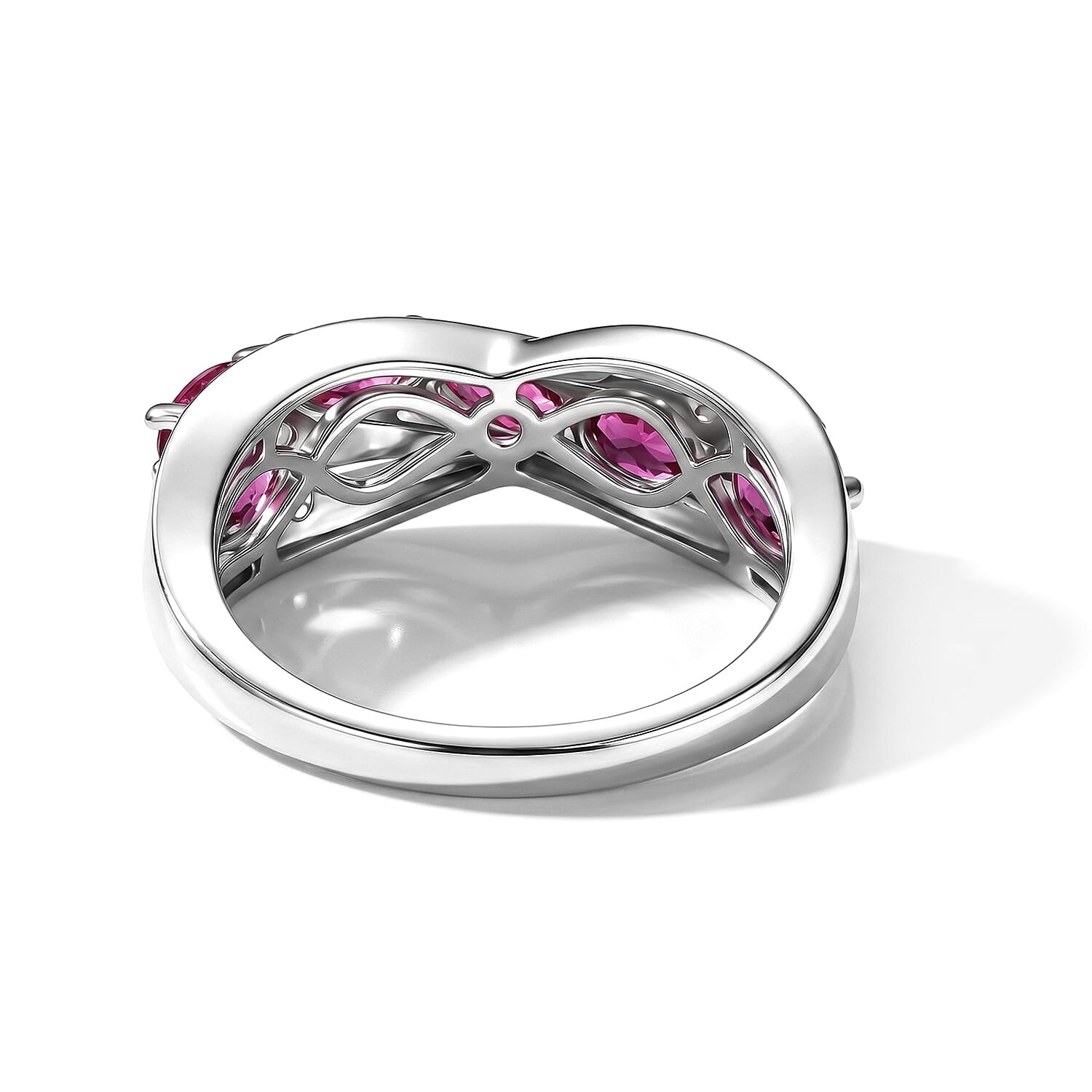 EverTrue Radiant Ember Garnet and White Zircon 1.60 ctw Serpentine Elegance Ring in Platinum Bond (Size 5.0)