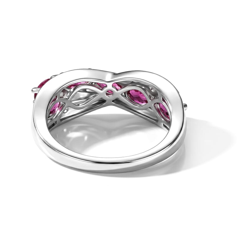 EverTrue Radiant Ember Garnet and White Zircon 1.60 ctw Serpentine Elegance Ring in Platinum Bond (Size 5.0)