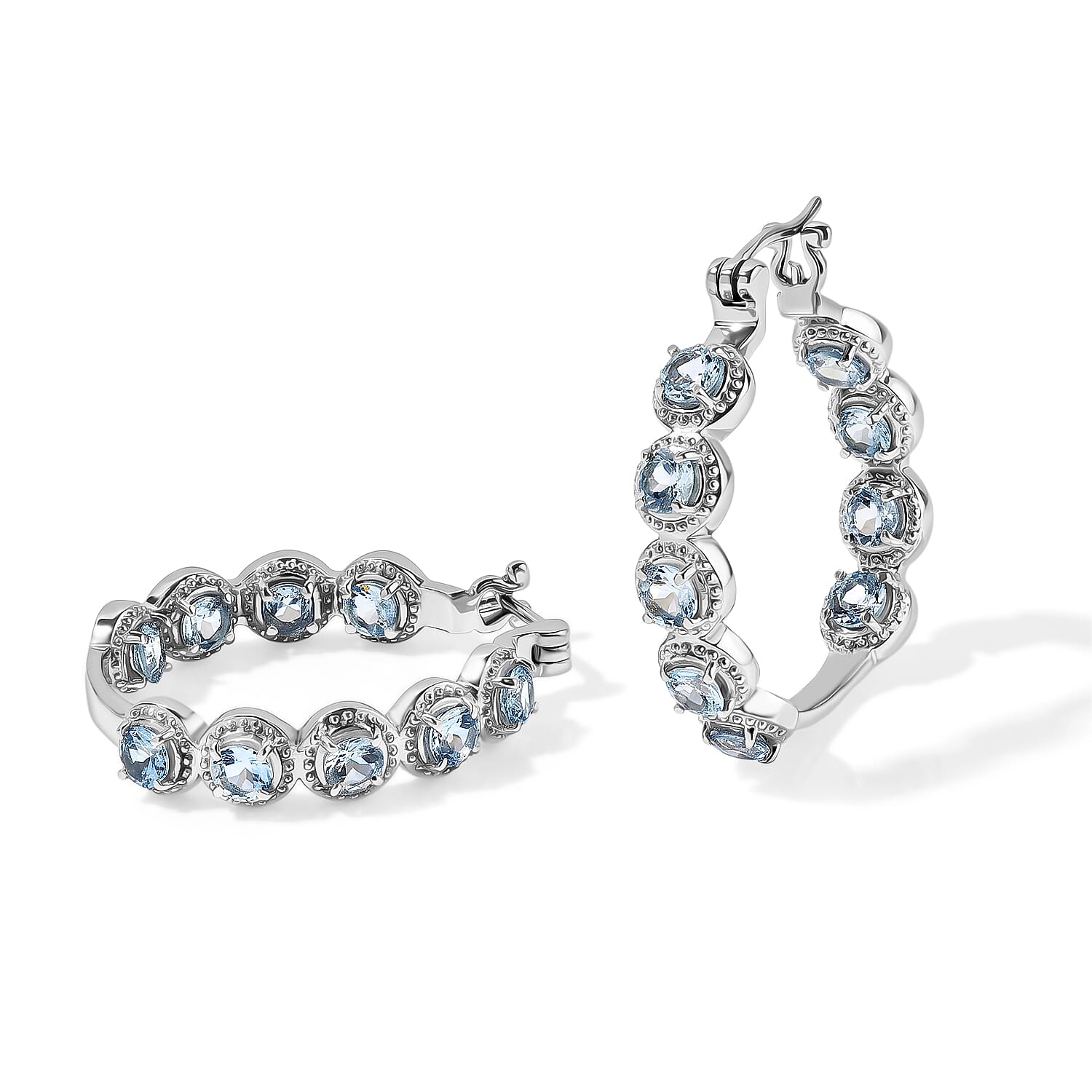 EverTrue African Amethyst 4.15 ctw Hoop Earrings in Stainless Steel