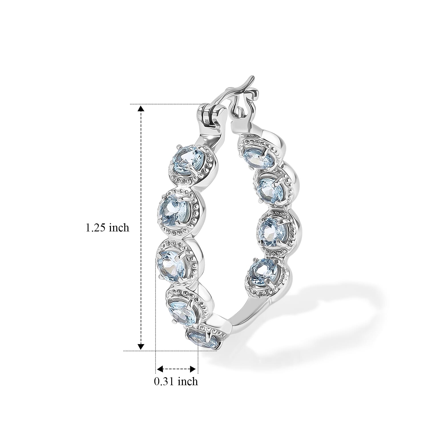 EverTrue Sky Blue Topaz 5.50 ctw Vintage Station Hoop Earrings in Stainless Steel