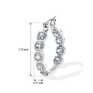 EverTrue Sky Blue Topaz 5.50 ctw Hoop Earrings in Stainless Steel