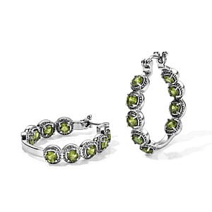EverTrue Hebei Peridot 5.50 ctw Hoop Earrings in Stainless Steel