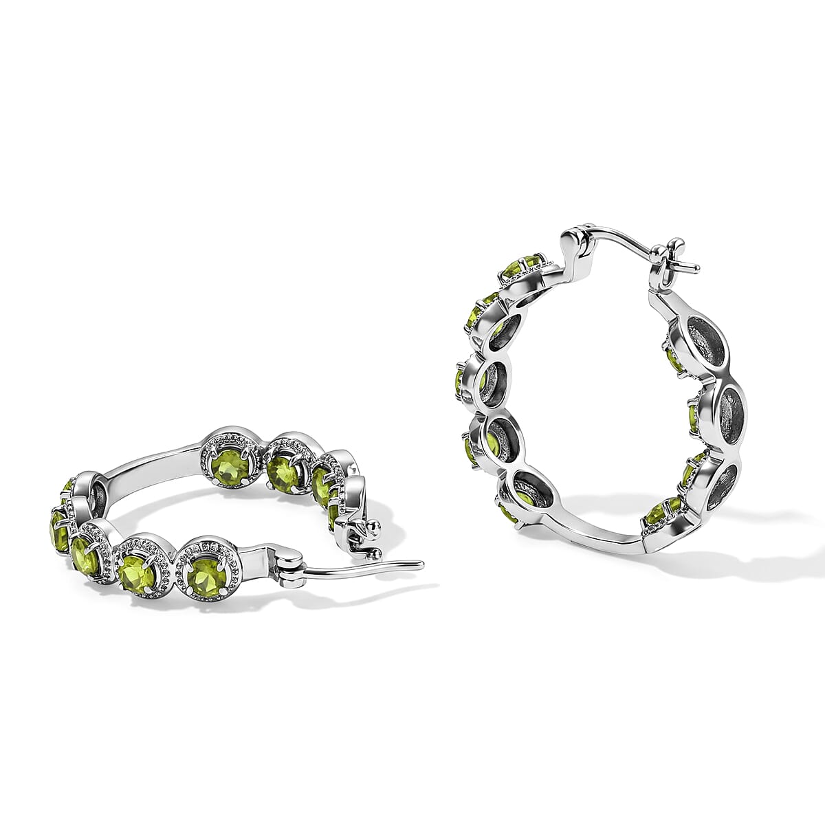 EverTrue Hebei Peridot 5.50 ctw Hoop Earrings in Stainless Steel image number 1