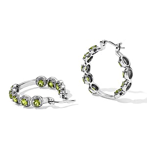 EverTrue Hebei Peridot 5.50 ctw Hoop Earrings in Stainless Steel