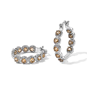 EverTrue Brazilian Citrine 5.10 ctw Hoop Earrings in Stainless Steel