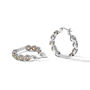 EverTrue Brazilian Citrine 5.10 ctw Hoop Earrings in Stainless Steel