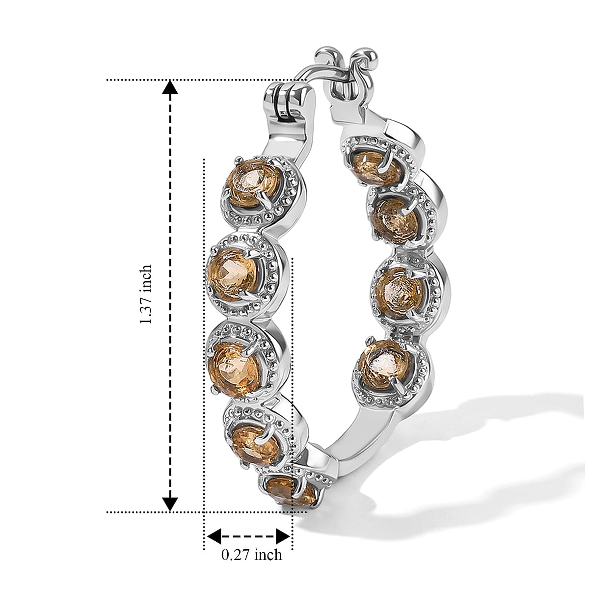 EverTrue Brazilian Citrine 5.10 ctw Hoop Earrings in Stainless Steel image number 4