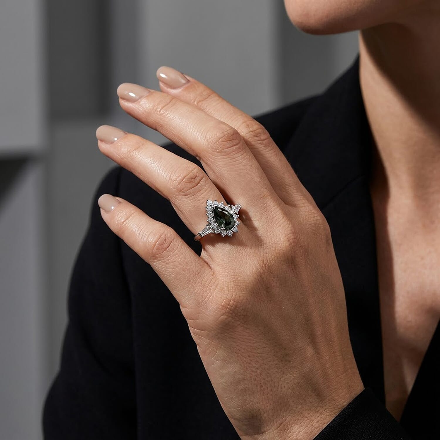 SGL Certified Luxuriant Lab Grown Green Diamond (IR) and Lab Grown Diamond (SI) 1.80 ctw Verdant Elegance Halo Ring in Rhodium Over Sterling Silver (Size 6.0)