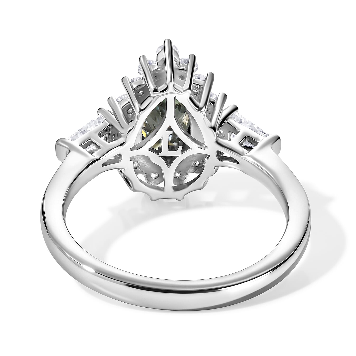 SGL Certified Luxuriant Lab Grown Green Diamond (IR) and Lab Grown Diamond (SI) 1.80 ctw Verdant Elegance Halo Ring in Rhodium Over Sterling Silver (Size 6.0)