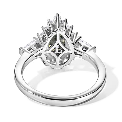 SGL Certified Luxuriant Lab Grown Green Diamond (IR) and Lab Grown Diamond (SI) 1.80 ctw Verdant Elegance Halo Ring in Rhodium Over Sterling Silver (Size 6.0)