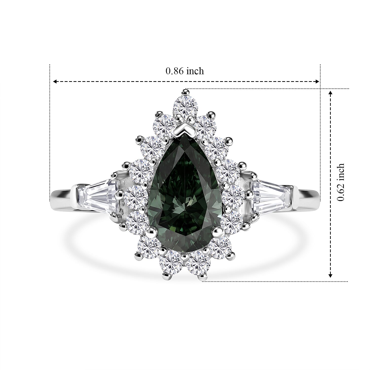 SGL Certified Luxuriant Lab Grown Green Diamond (IR) and Lab Grown Diamond (SI) 1.80 ctw Verdant Elegance Halo Ring in Rhodium Over Sterling Silver (Size 6.0)