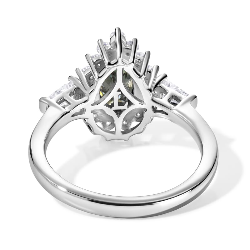 SGL Certified Luxuriant Lab Grown Green Diamond (IR) and Lab Grown Diamond (SI) 1.80 ctw Verdant Elegance Halo Ring in Rhodium Over Sterling Silver (Size 9.0)