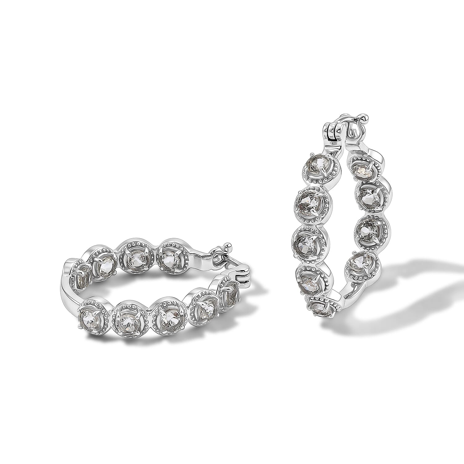 EverTrue African Amethyst 4.15 ctw Hoop Earrings in Stainless Steel