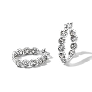 EverTrue White Topaz 7.00 ctw Hoop Earrings in Stainless Steel