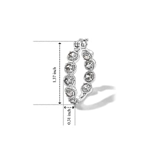 EverTrue White Topaz 7.00 ctw Hoop Earrings in Stainless Steel