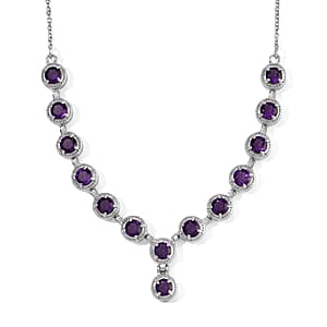 EverTrue African Amethyst 6.00 ctw Necklace (18 Inches) in Stainless Steel