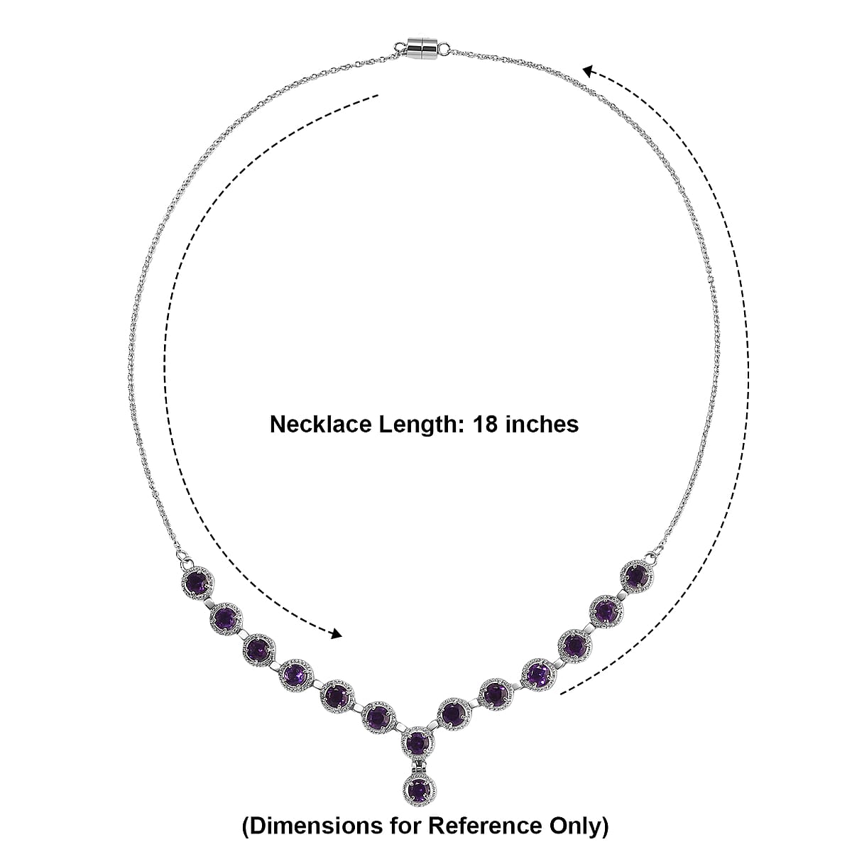 EverTrue African Amethyst Necklace (18 Inches) in Stainless Steel 6.00 ctw image number 1
