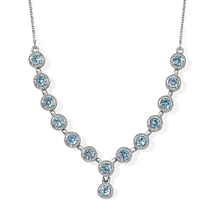 EverTrue Premium Sky Blue Topaz 7.30 ctw Necklace (18 Inches) in Stainless Steel
