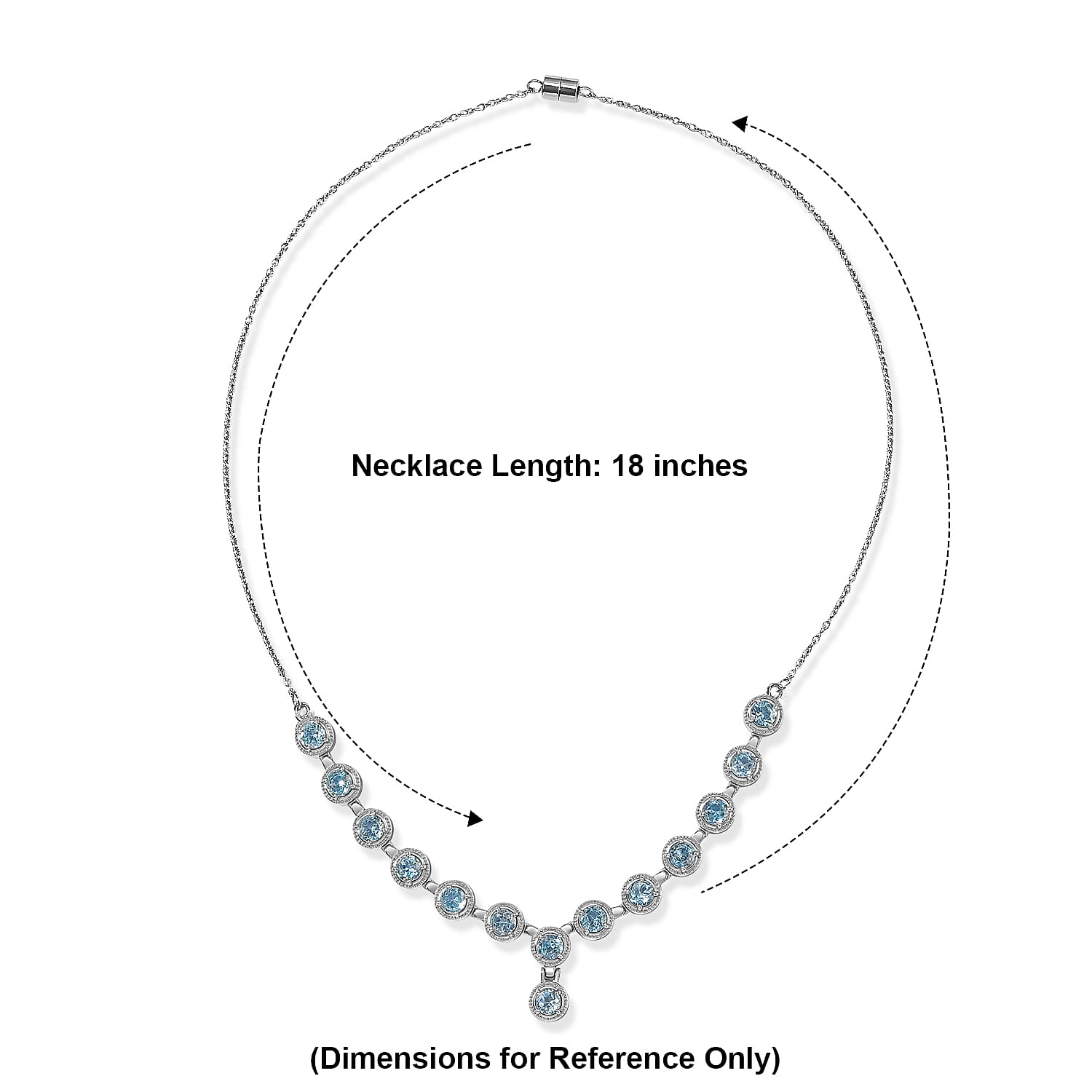 EverTrue Premium Sky Blue Topaz 7.30 ctw Vintage Station Necklace (18 Inches) in Stainless Steel