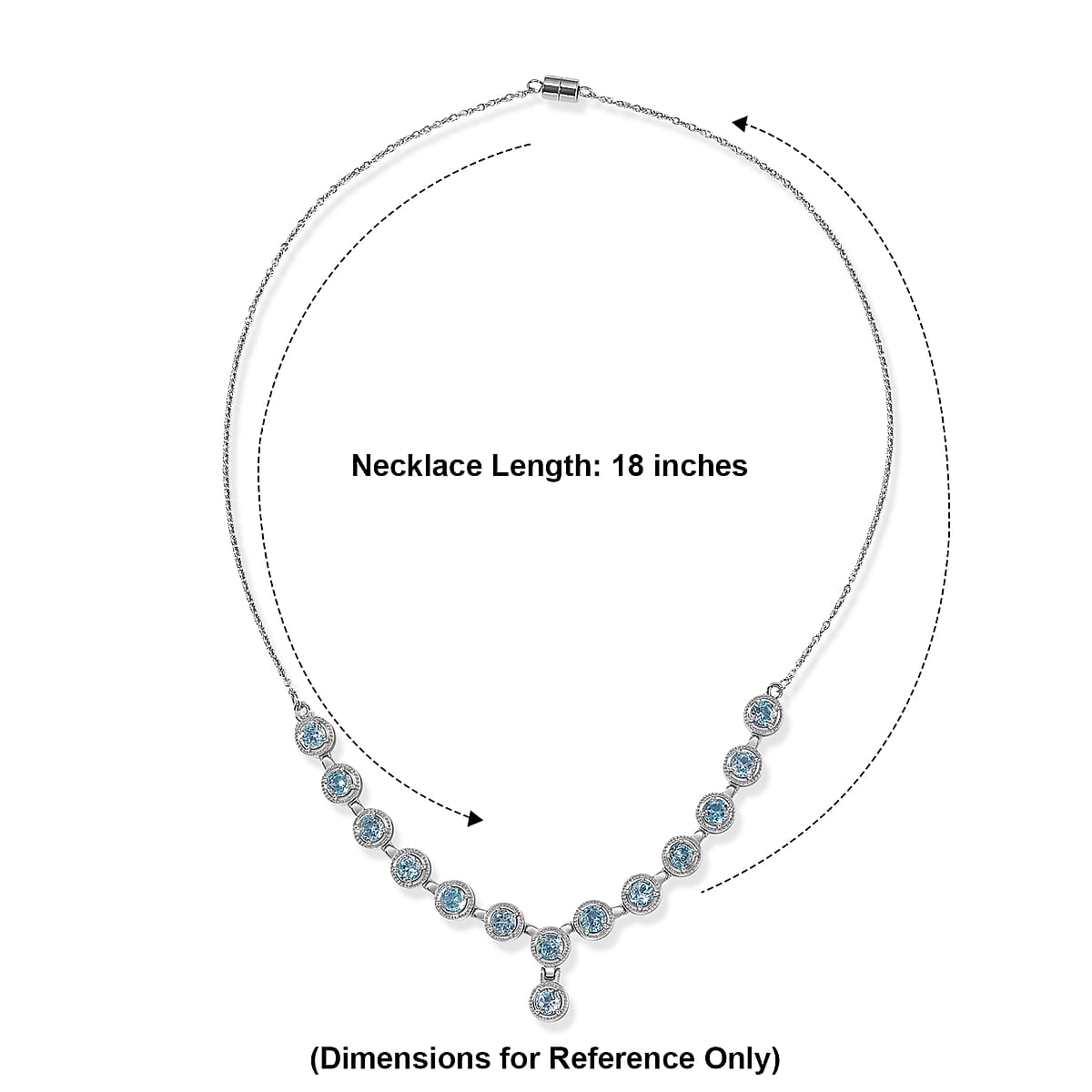 EverTrue Premium Sky Blue Topaz 7.30 ctw Necklace (18 Inches) in Stainless Steel image number 2
