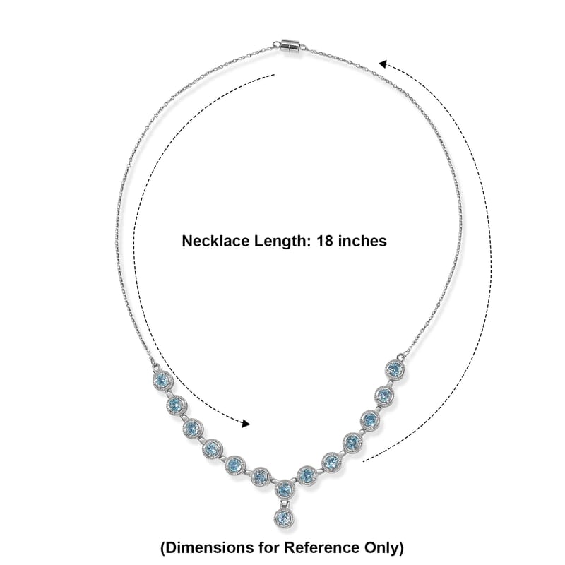 EverTrue Premium Sky Blue Topaz 7.30 ctw Vintage Station Necklace (18 Inches) in Stainless Steel