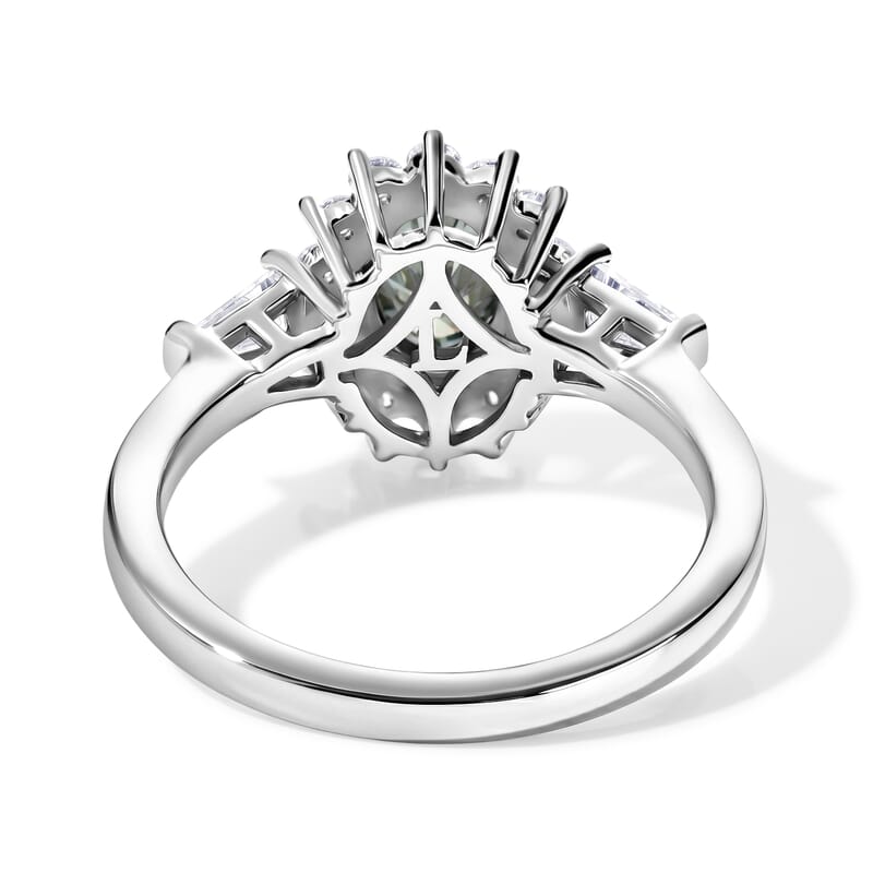 SGL Certified Luxuriant Lab Grown Green Diamond (IR) and Lab Grown Diamond (SI) 1.75 ctw Verdant Elegance Halo Ring in Rhodium Over Sterling Silver (Size 6.0)