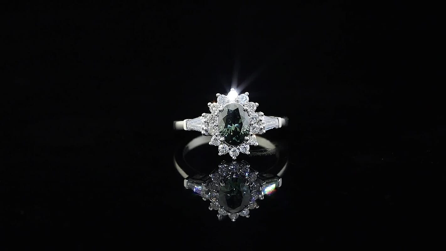 SGL Certified Luxuriant Lab Grown Green Diamond (IR) and Lab Grown Diamond (SI) Ring in Rhodium Over Sterling Silver (Size 10.0) 1.80 ctw