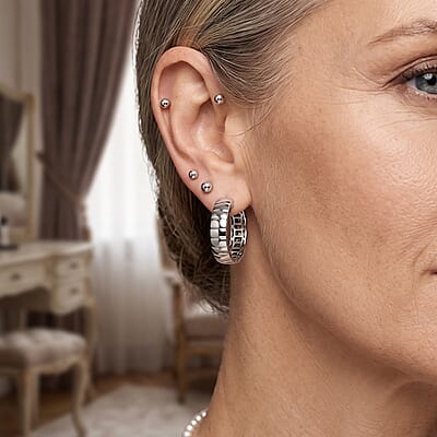 Hoop Earrings in 950 Palladium 10.10 Grams