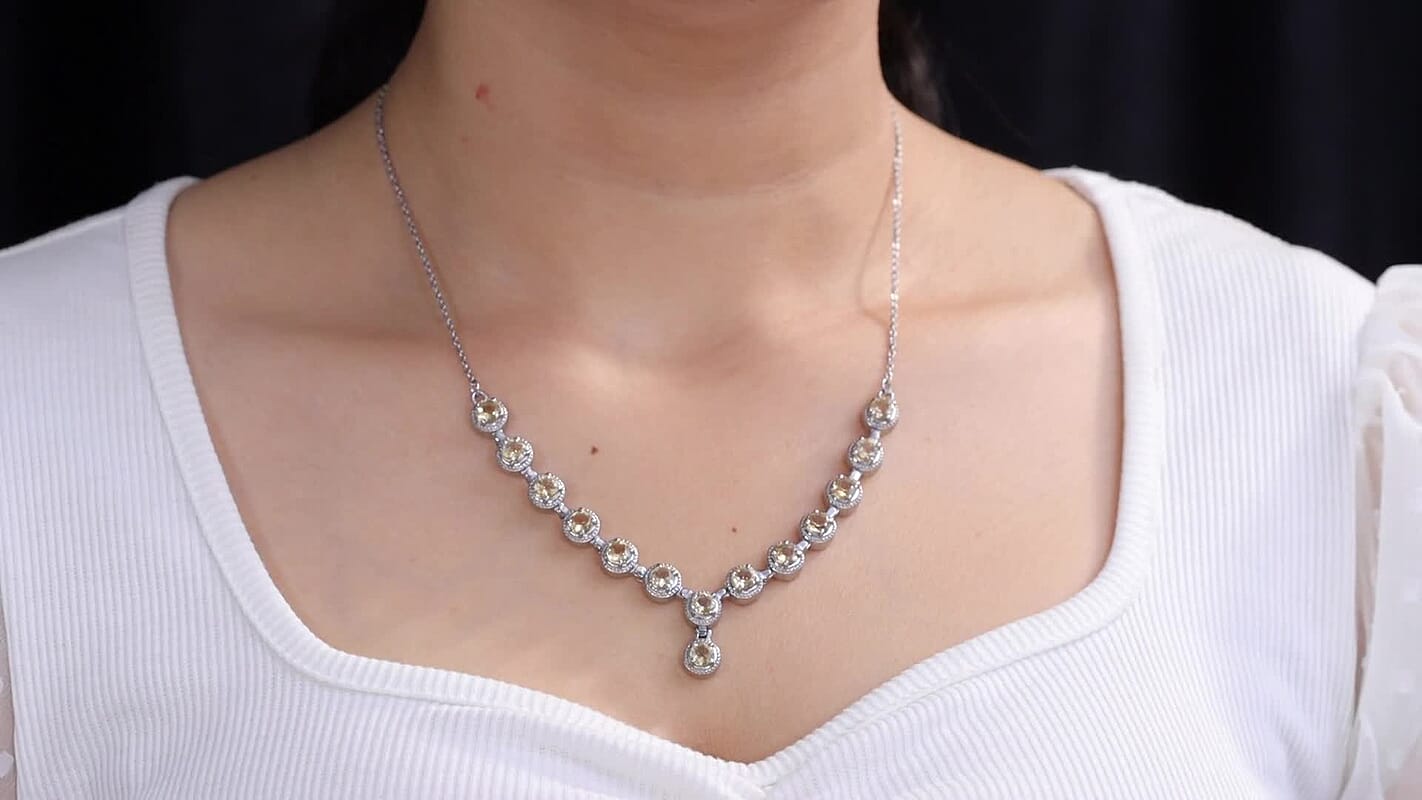 EverTrue African Amethyst Necklace (18 Inches) in Stainless Steel 6.00 ctw