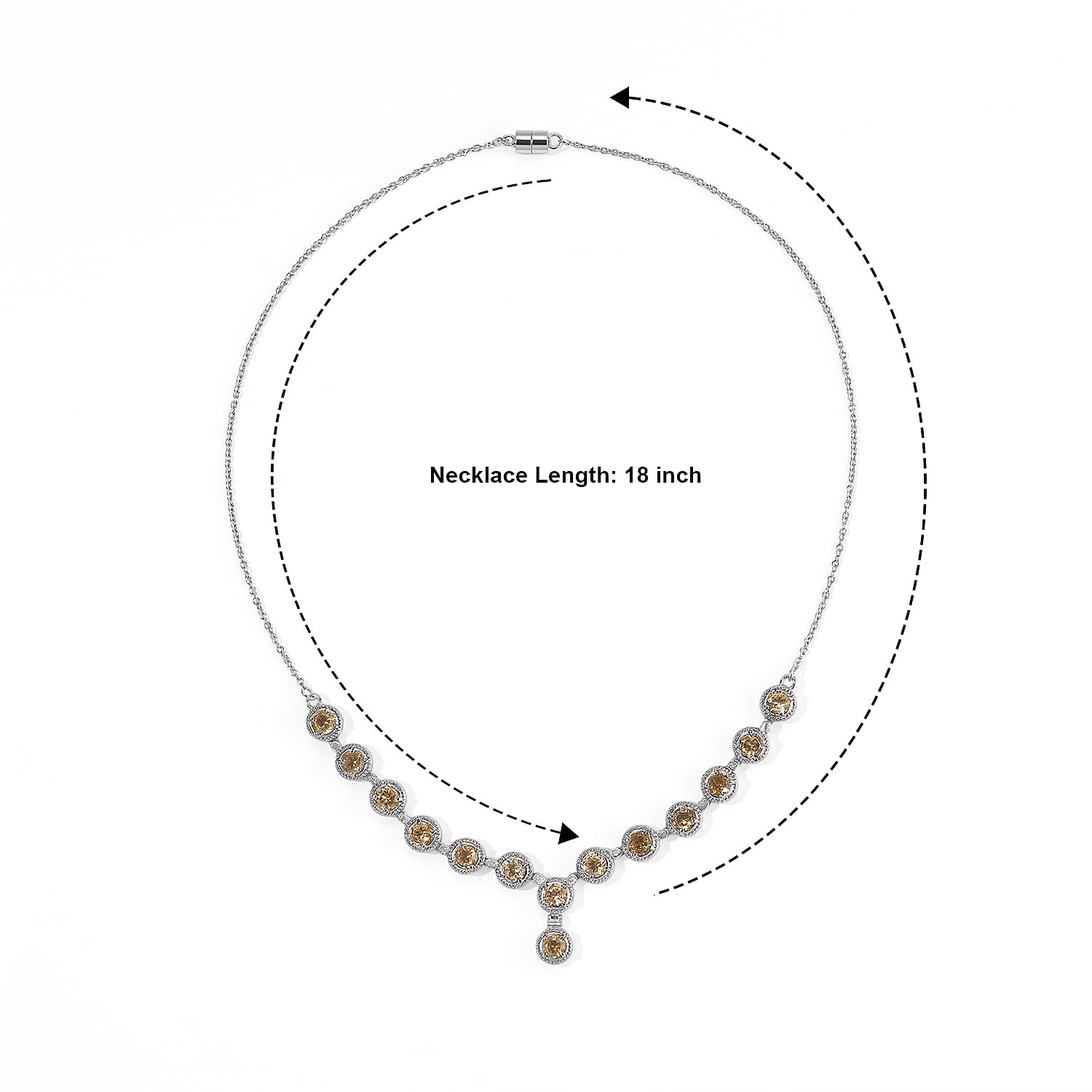 EverTrue Brazilian Citrine 6.65 ctw Vintage Station Necklace (18 Inches) in Stainless Steel