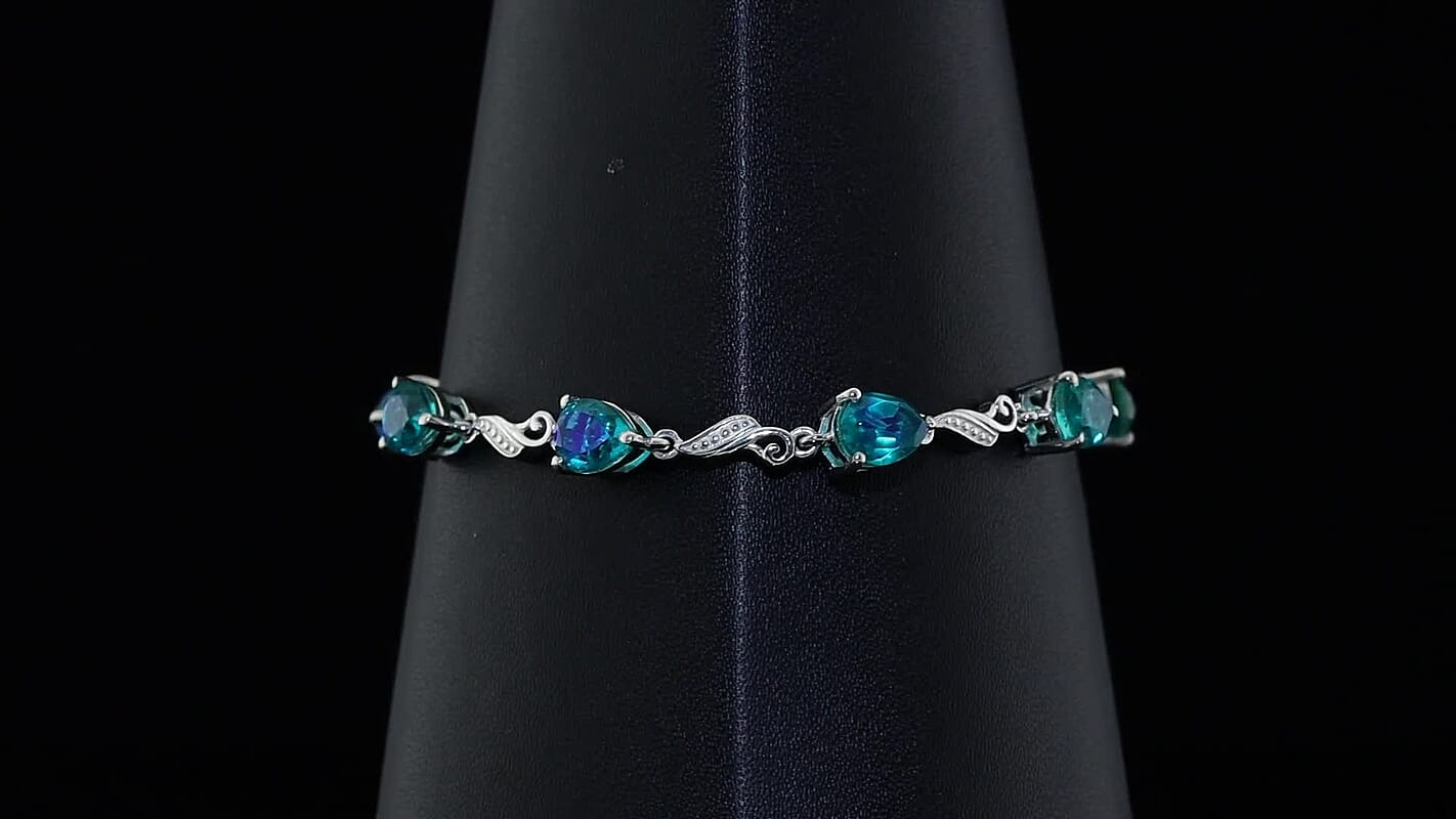 EverTrue Peacock Quartz Peacock Grace Bracelet in Platinum Bond (6.50 In) 11.00 ctw