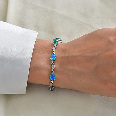 EverTrue Peacock Quartz (Triplet) 11.00 ctw Peacock Grace Bracelet in Platinum Bond (6.50 In)