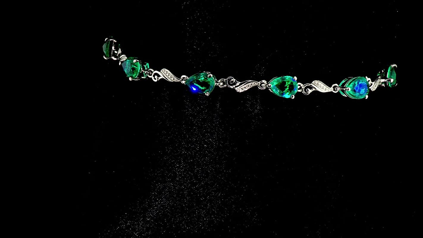 EverTrue Peacock Quartz Peacock Grace Bracelet in Platinum Bond (6.50 In) 11.00 ctw